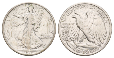 США 1/2 доллара (50 центов) 1917 S KM 142 серебро    5010-1734