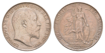 Великобритания 2 шиллинга (флорин) 1903 Эдуард VII (1901-1910) KM 801, Spink 3981 серебро 00-822-90